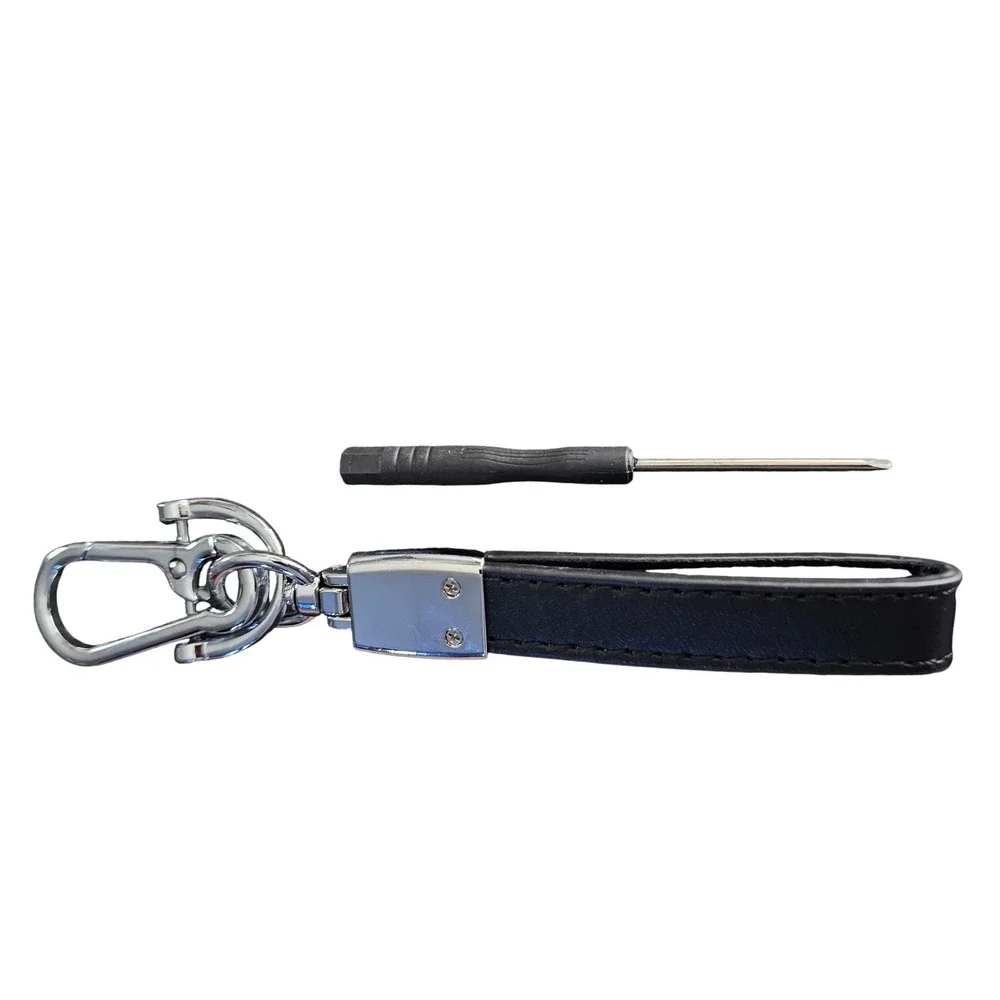 Lexus Black Leather Keychain Silver Logo Keyring Car Fob Holder with Tool